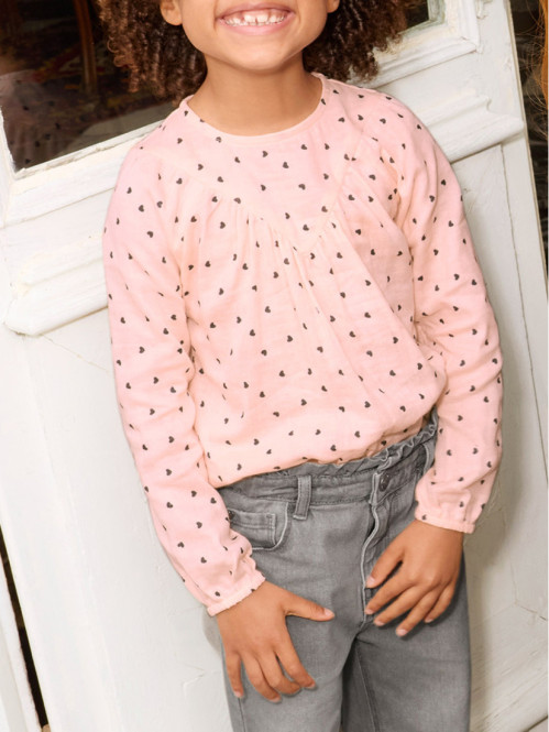 Blouse imprimée coeurs fille (3-12A)