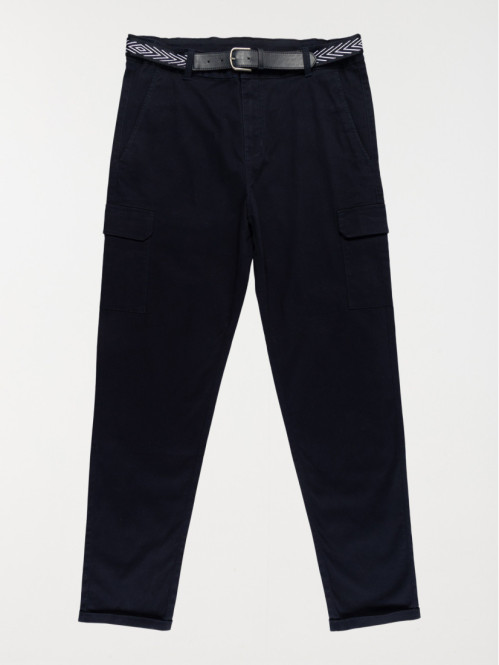Pantalon avec ceinture homme marine navy