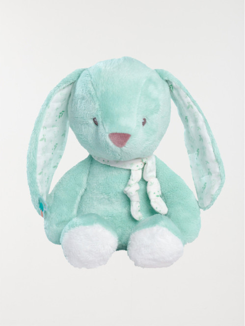 Doudou peluche lapin coloris vert d'eau