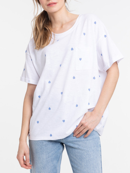 T-shirt imprimé poche poitrine femme