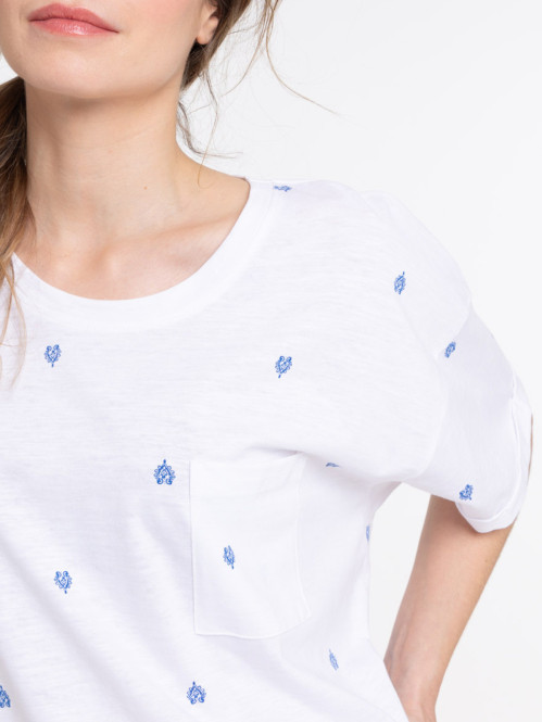 T-shirt imprimé poche poitrine femme