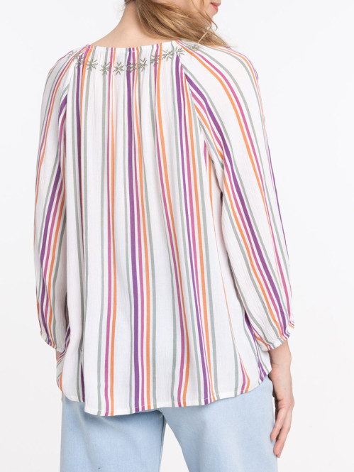 Blouse rayée et brodée femme Blouse rayée et brodée femme