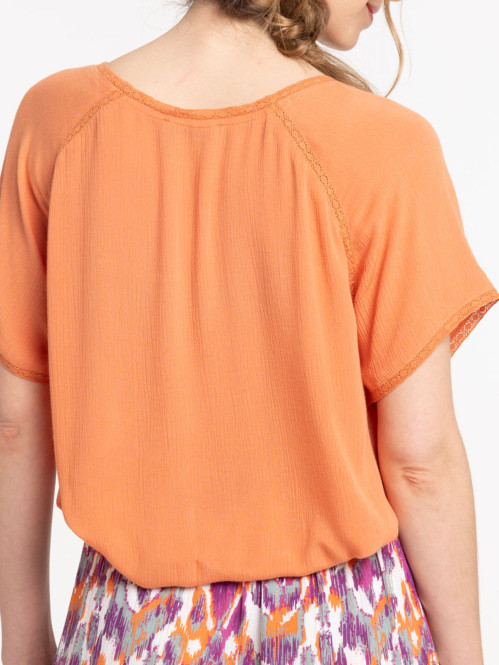 Blouse col V orange grisé femme Blouse col V orange grisé femme