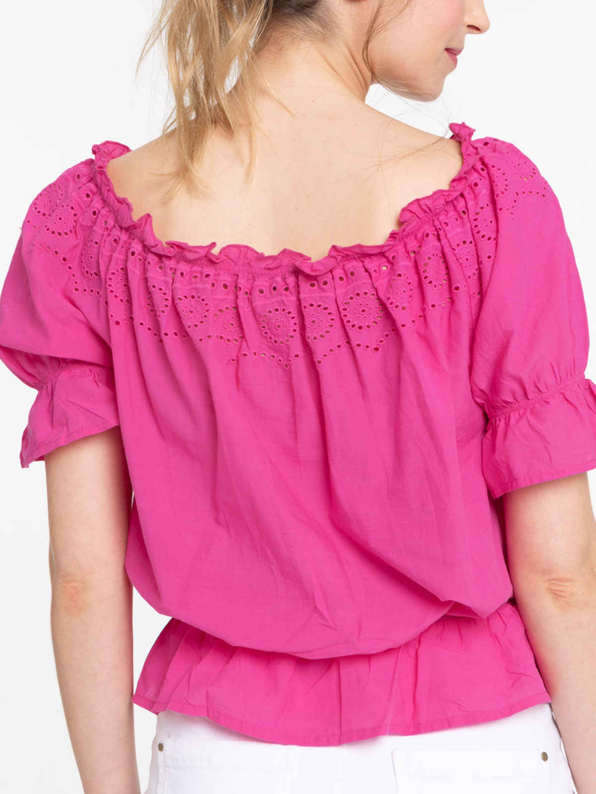 Blouse broderie anglaise fushia femme Blouse broderie anglaise fushia femme