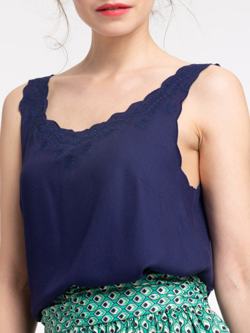 Débardeur brodé officier femme