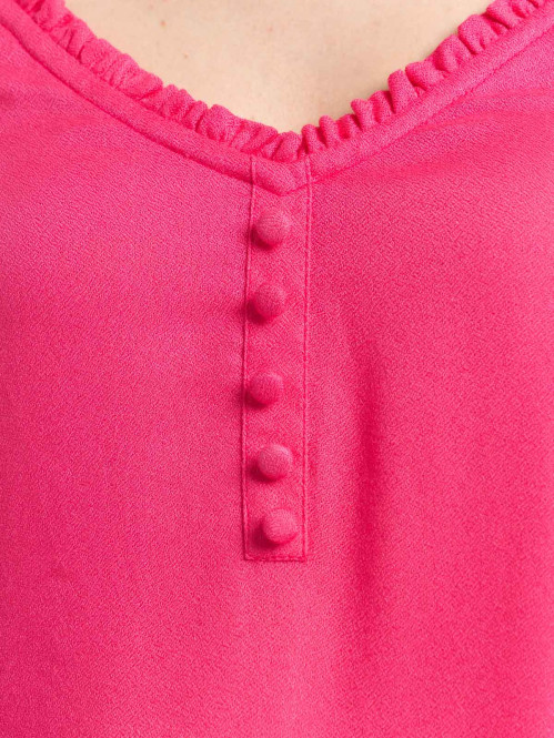 Top uni flamant rose femme