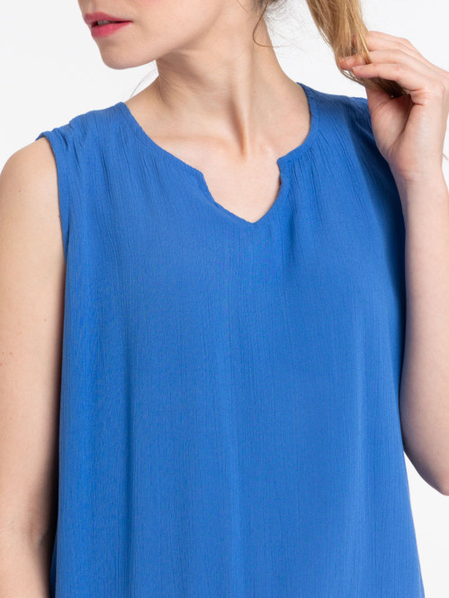 Blouse cobalt dentelle macramé femme Blouse cobalt dentelle macramé femme