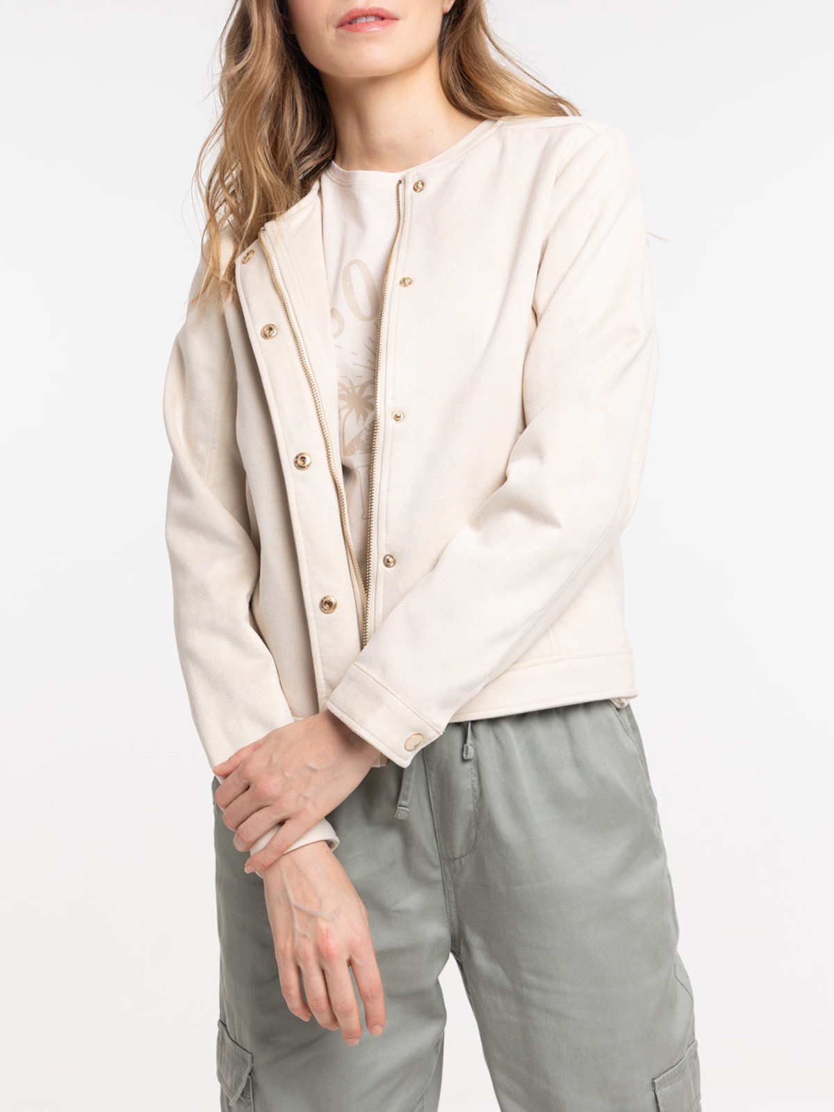 Veste suédine beige grisé femme