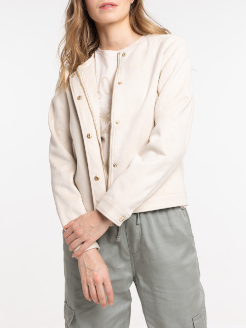 Veste suédine beige grisé femme