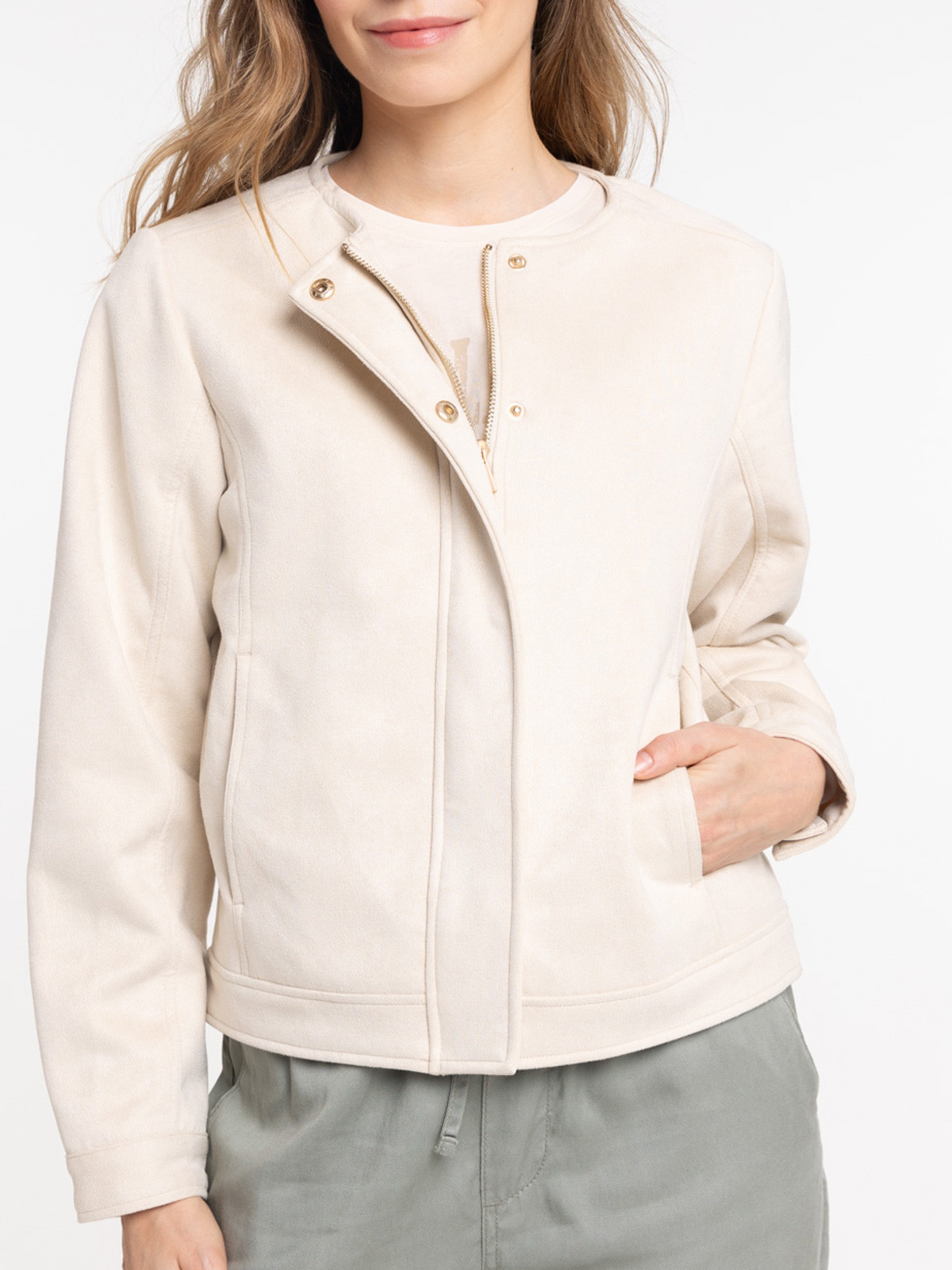 Veste suédine beige grisé femme