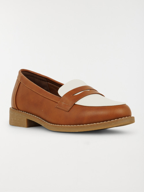 Mocassin marron et blanc femme (36-41)