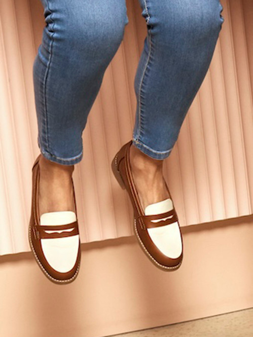 Mocassin marron et blanc femme (36-41)