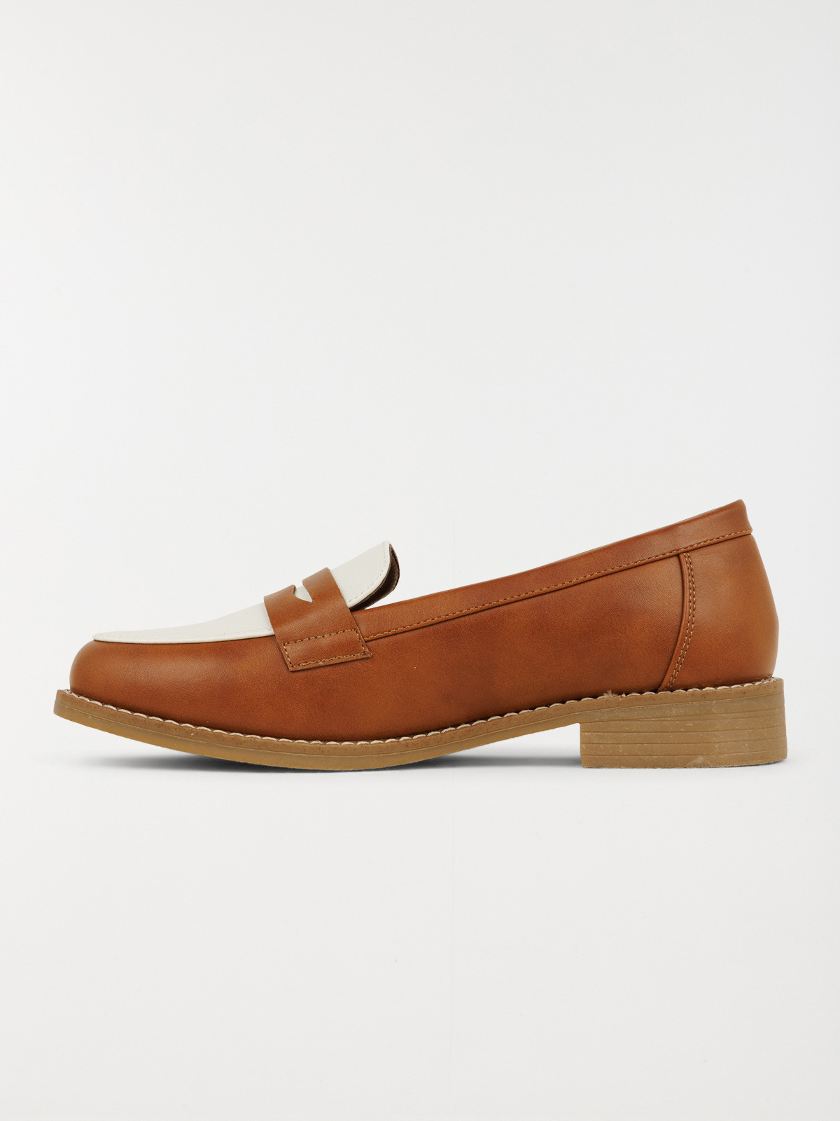 Mocassin marron et blanc femme (36-41)