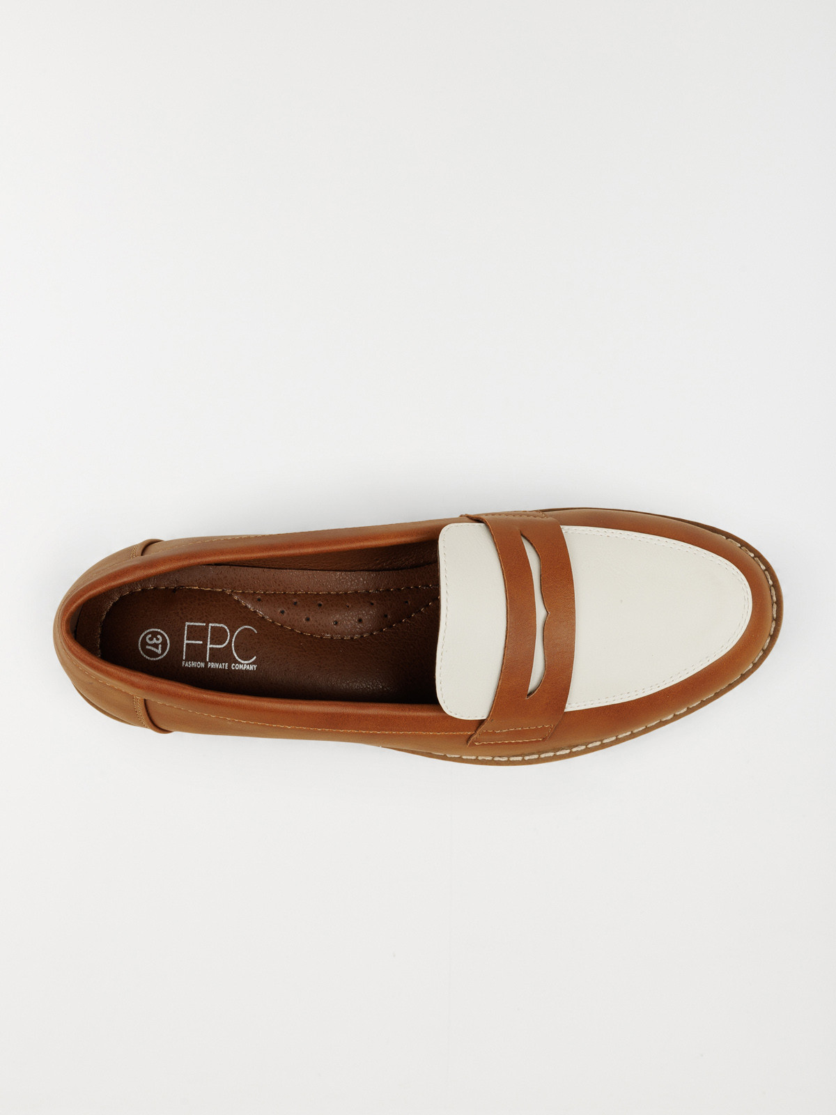 Mocassin marron et blanc femme (36-41)