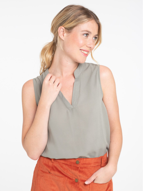 Blouse tilleul sans manches femme