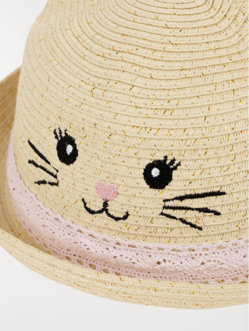 Chapeau chat brodé fille