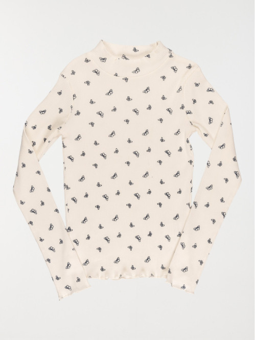 T-shirt côtelé fille imprimé (10-16A)