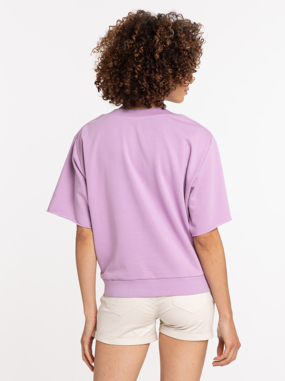 Sweat parme clair manches courtes femme