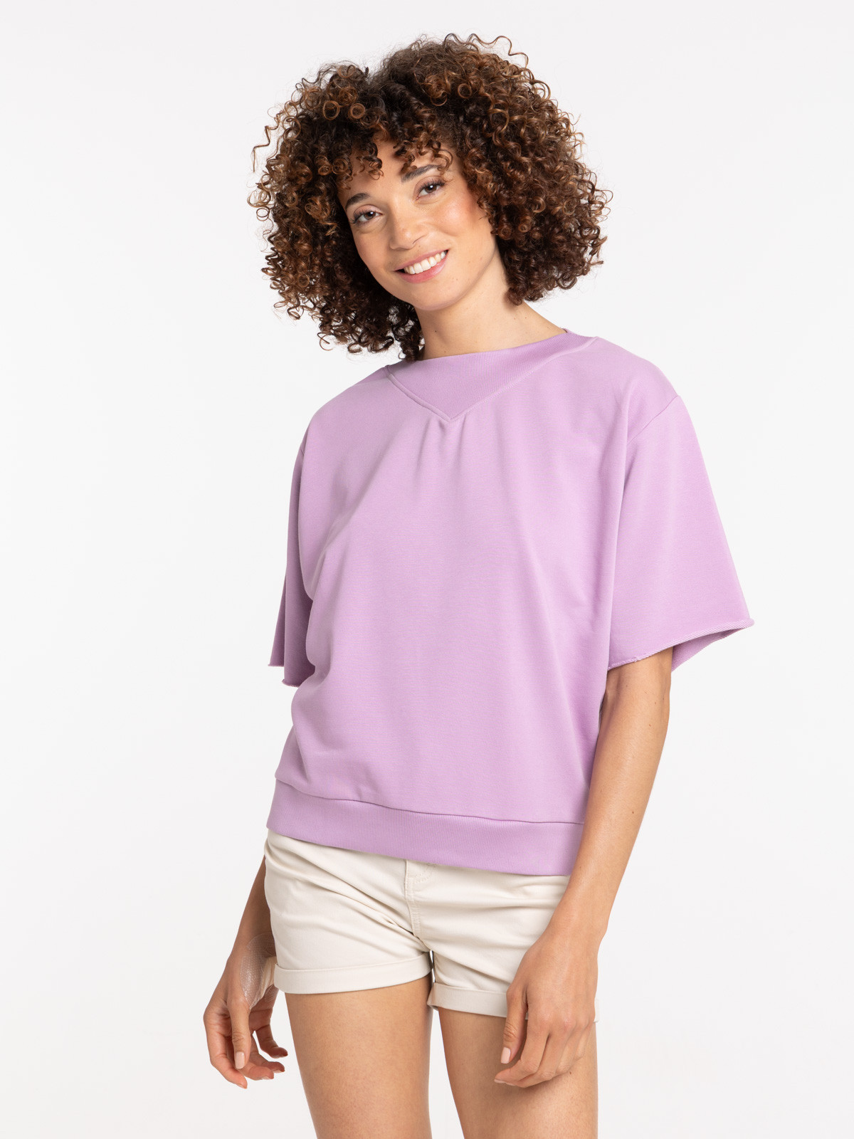 Sweat parme clair manches courtes femme