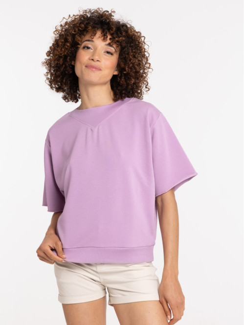 Sweat parme clair manches courtes femme