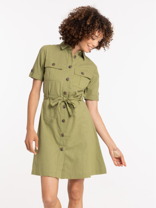 Robe saharienne boutonnée femme