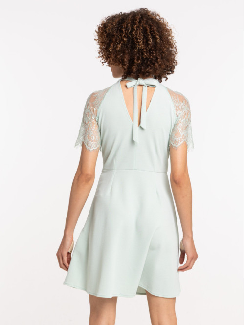 Robe courte manches en dentelle femme