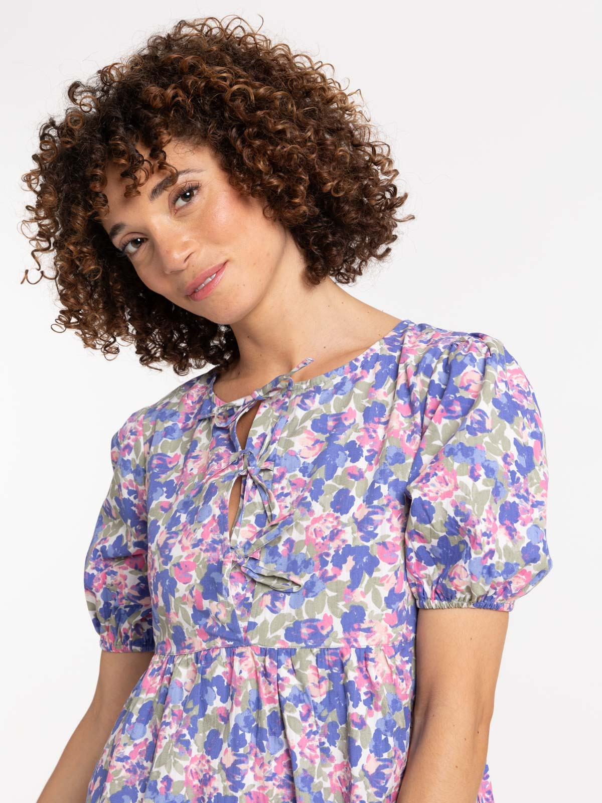 Robe fleurie noeuds femme