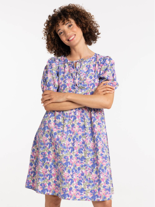 Robe fleurie noeuds femme