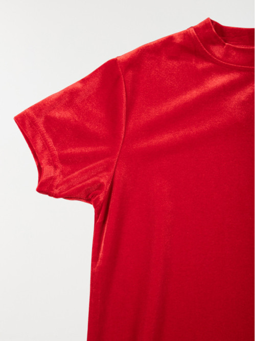 Robe en velours rouge fille...