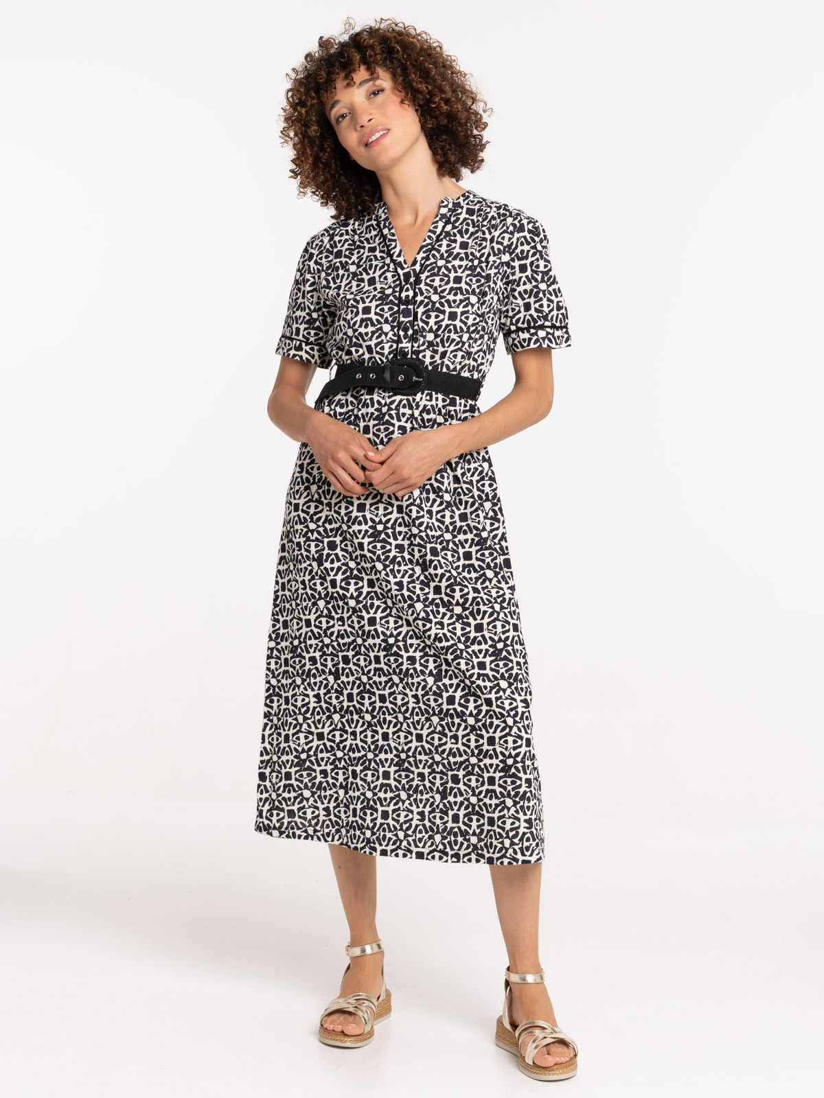 Robe imprimée avec ceinture femme