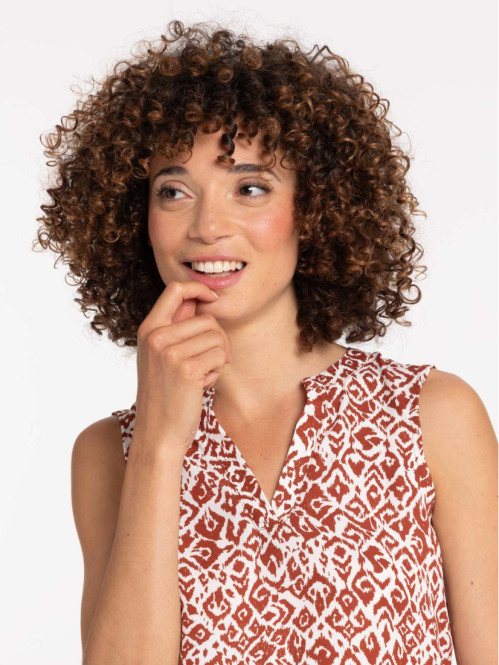 Blouse sans manches ethnique femme