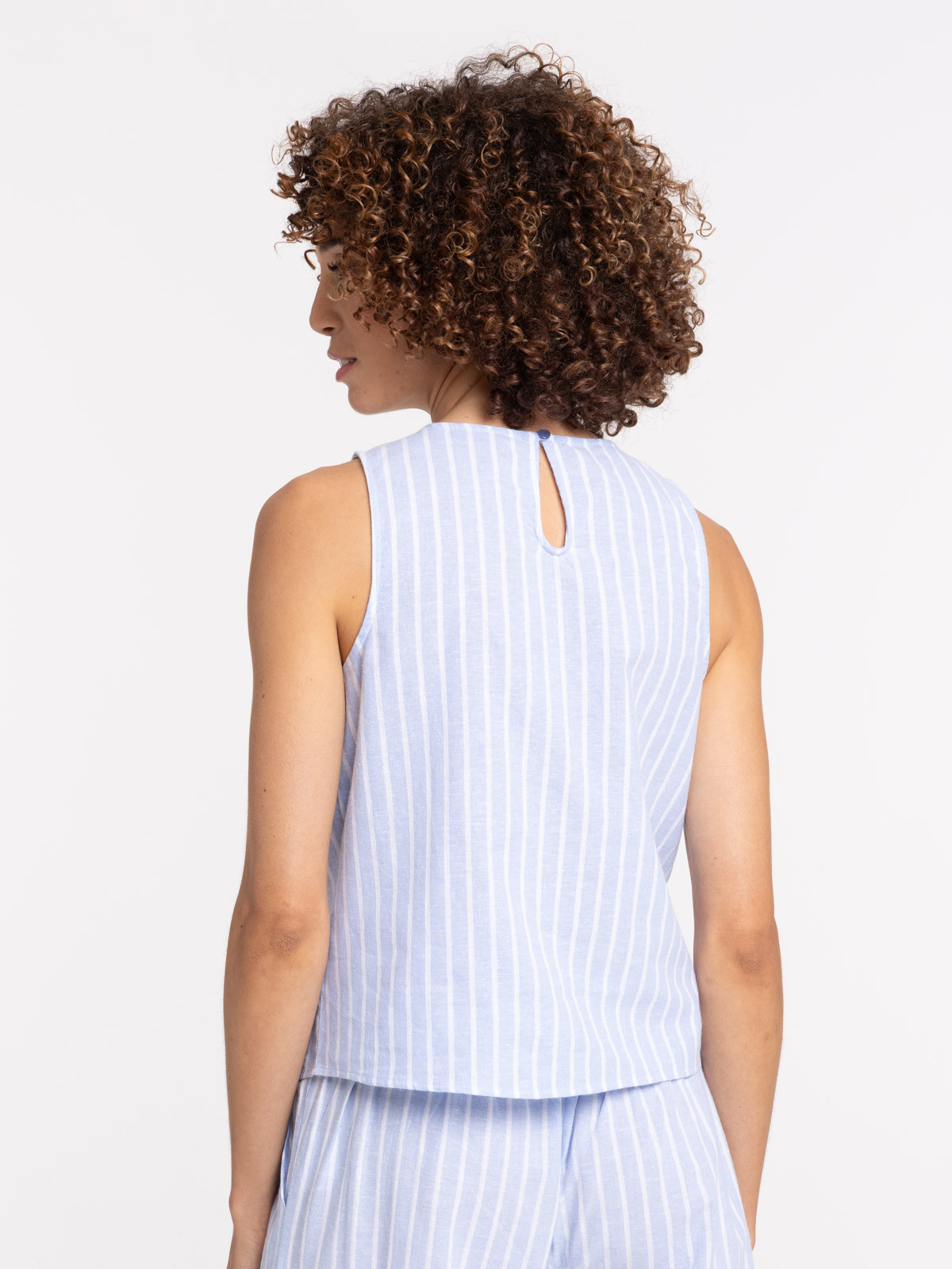 Top rayé coton et lin femme