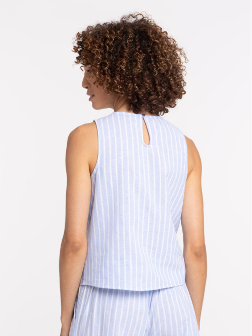 Top rayé coton et lin femme