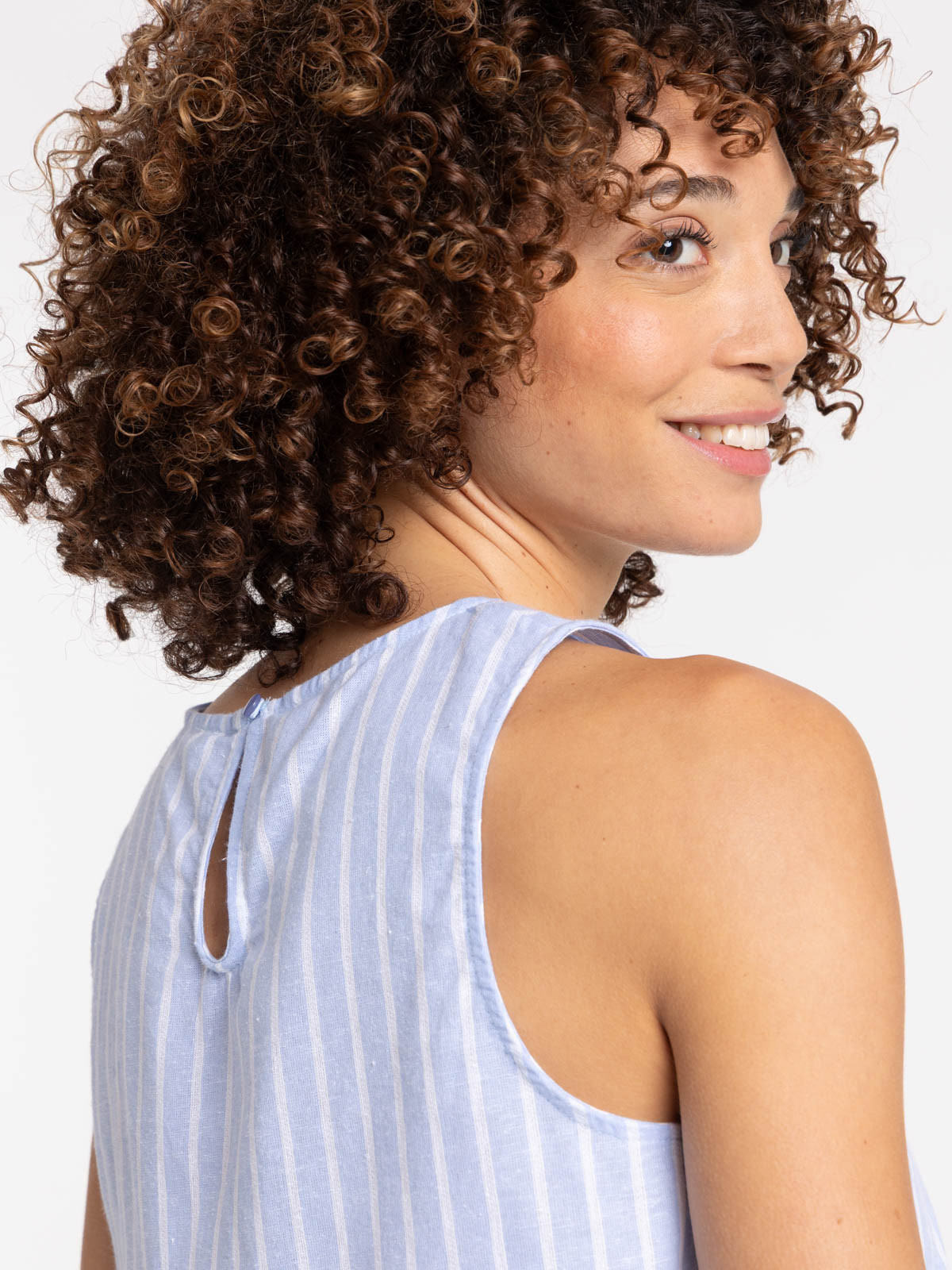 Top rayé coton et lin femme