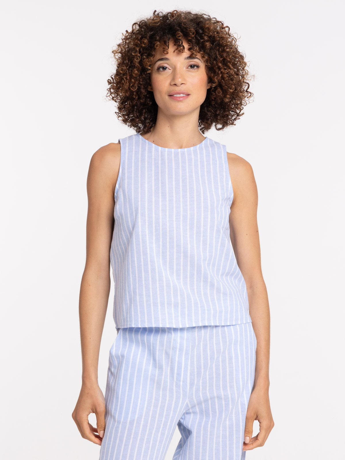Top rayé coton et lin femme