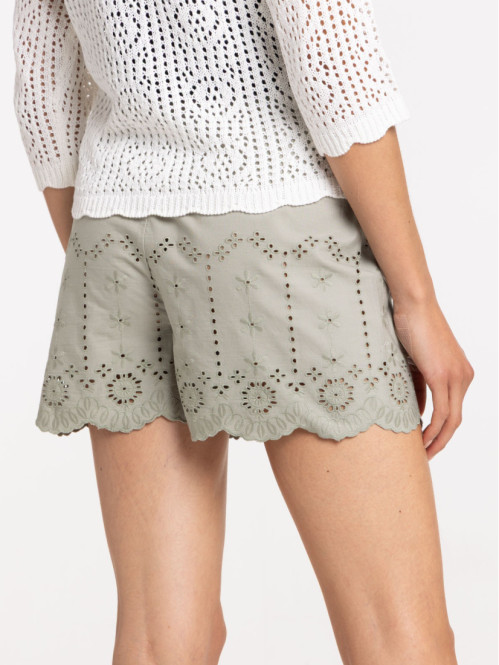 Short broderie anglaise femme