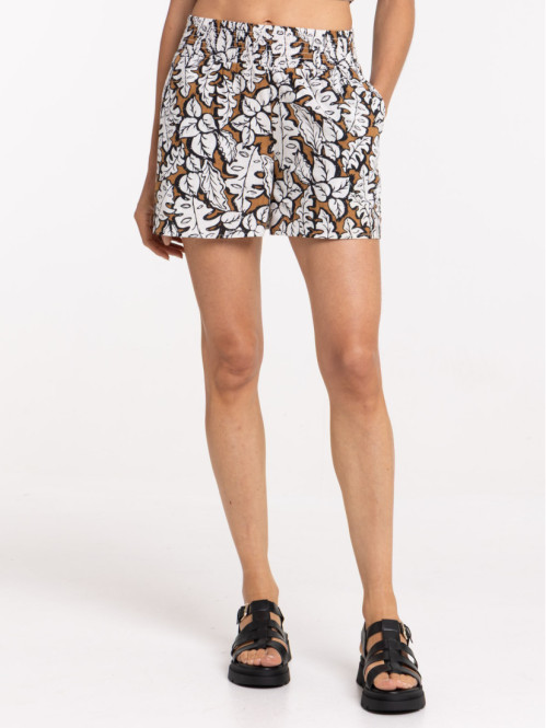 Short imprimé végétal femme