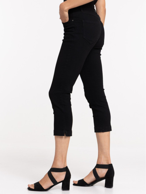 Pantacourt en jean noir femme