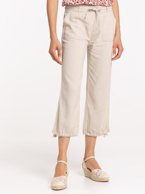 Pantacourt coloris lin femme