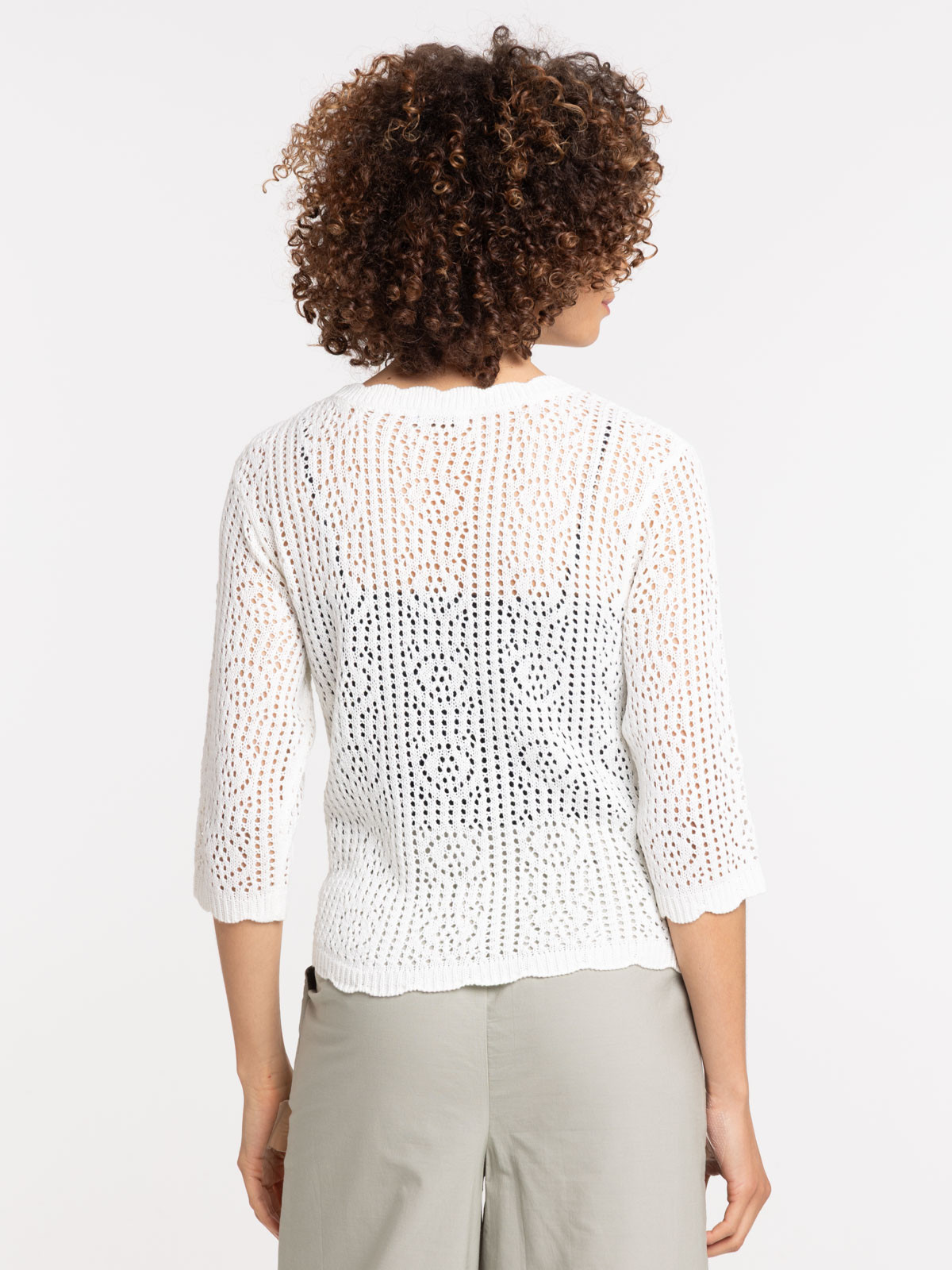 Pull maille crochet femme écru Pull maille crochet femme écru
