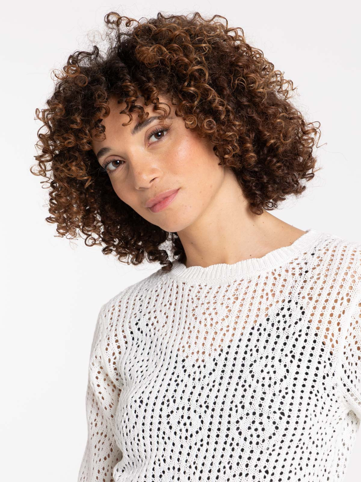 Pull maille crochet femme écru Pull maille crochet femme écru