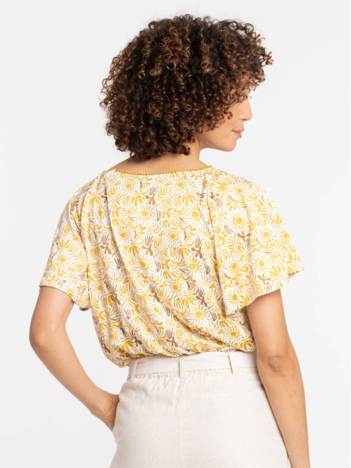 T-shirt col V imprimé femme