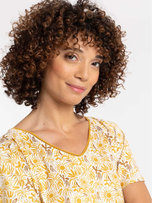 T-shirt col V imprimé femme
