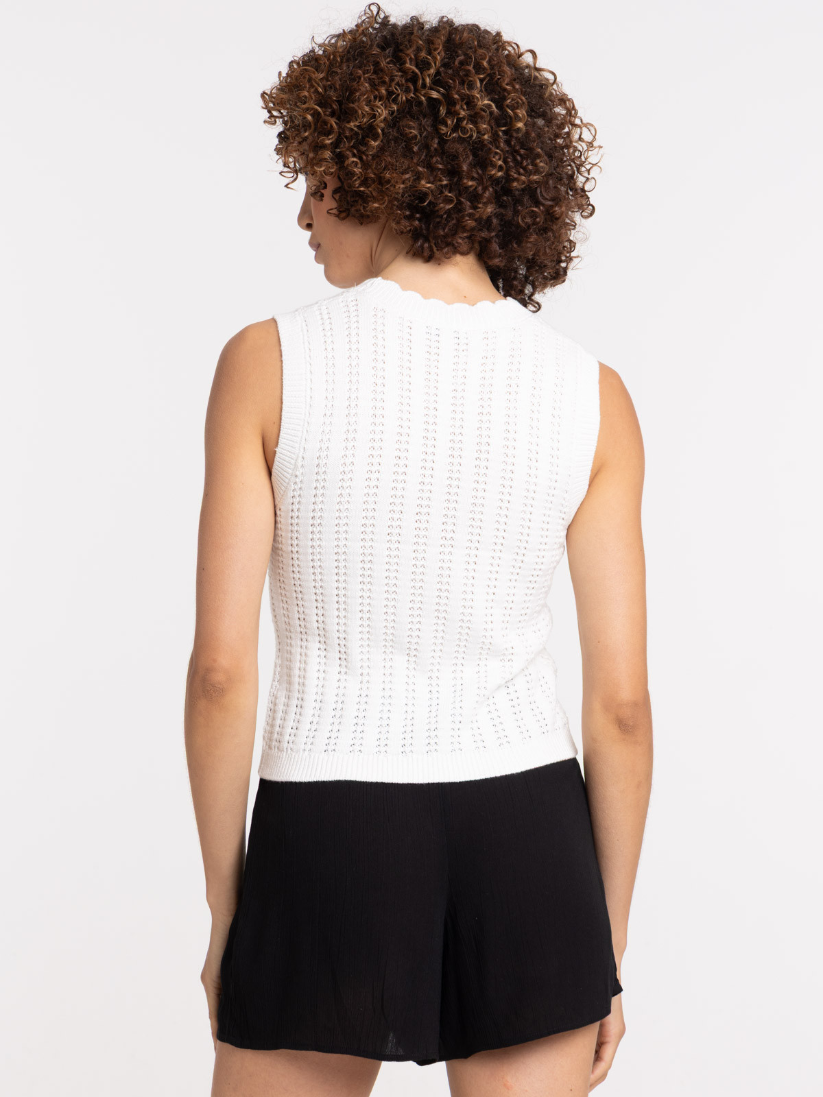Débardeur maille crochet écru femme Débardeur maille crochet écru femme