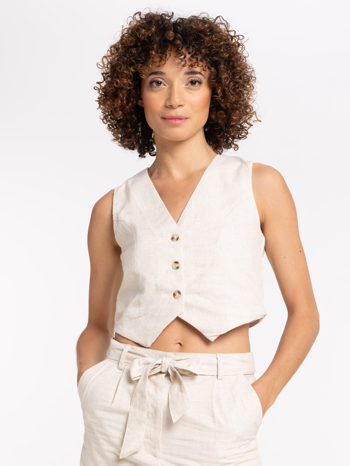 Gilet boutonné sans manches femme