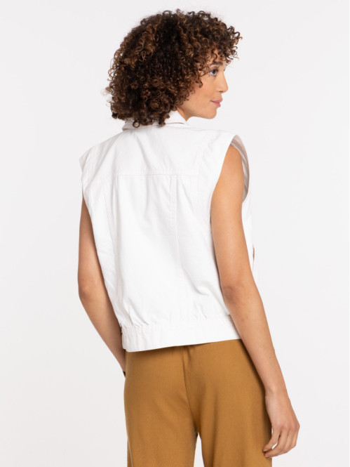 Veste sans manches écru femme