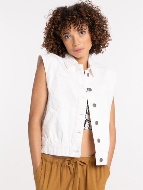 Veste sans manches écru femme