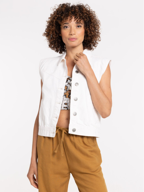Veste sans manches écru femme