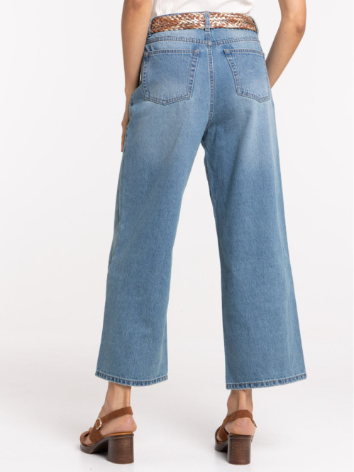 Jean wide leg double stone femme