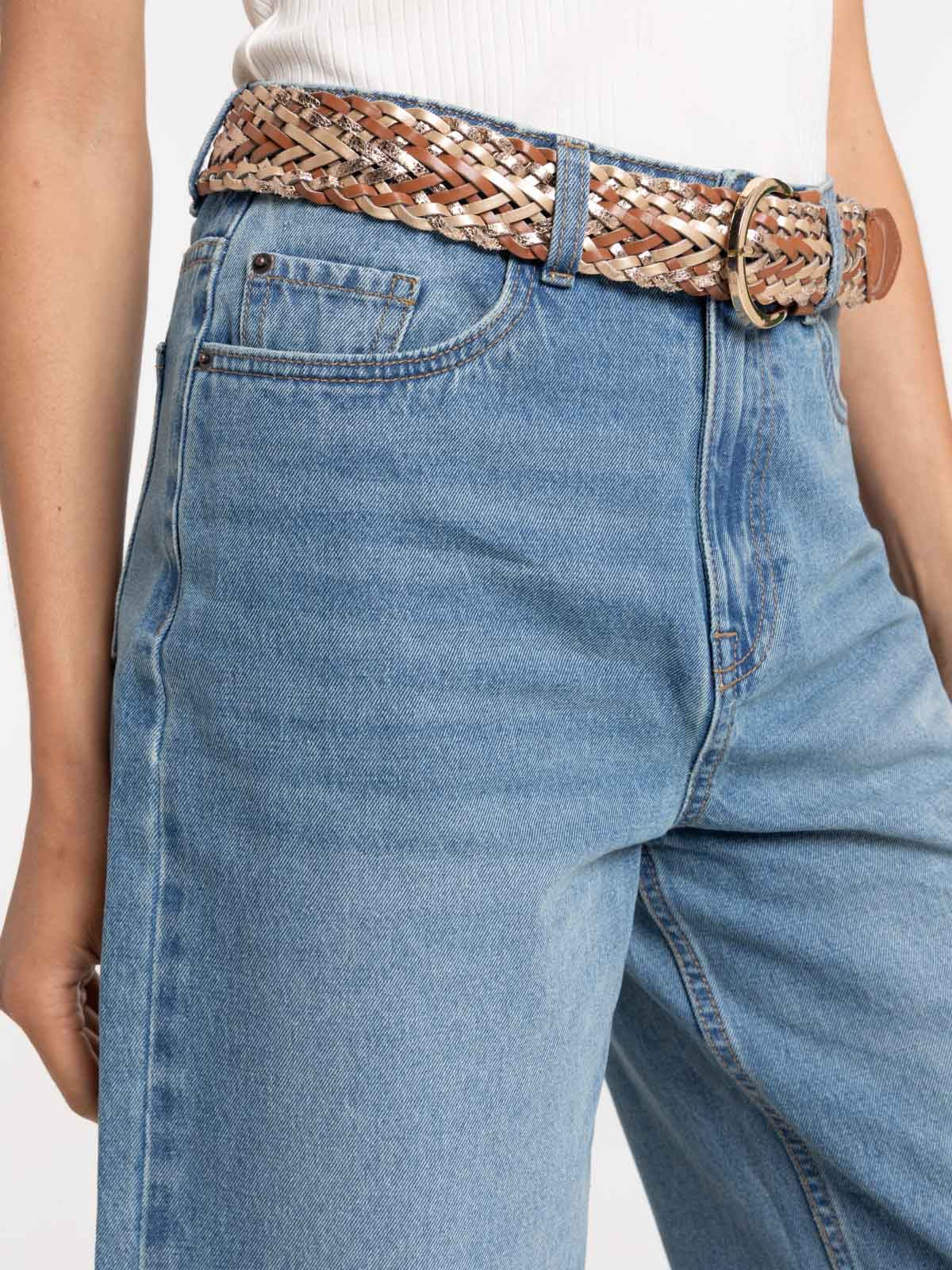 Jean wide leg double stone femme